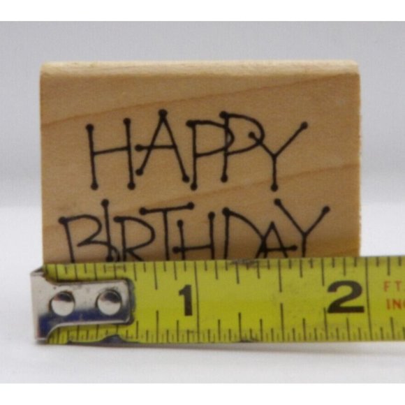 Stamp, Wooden Rubber, Happy Birthday ©1995 Stampin Up! 2 x 1 3/4" - Picture 2 of 4